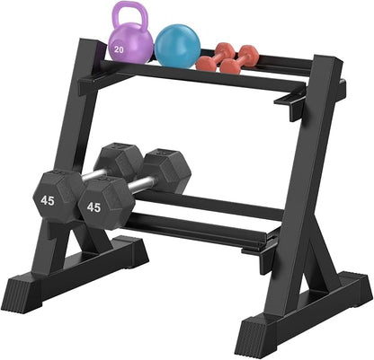 TomCare 6-Tier|5-Tier|4-Tier|2-Tier Dumbbell Rack Stand Only for Home Gym | Stable A-Frame, Fits 5–35 lb Dumbbells, Protective Padded Cradles, Adjustable Feet, Easy-Carry Handle (Stand Only)