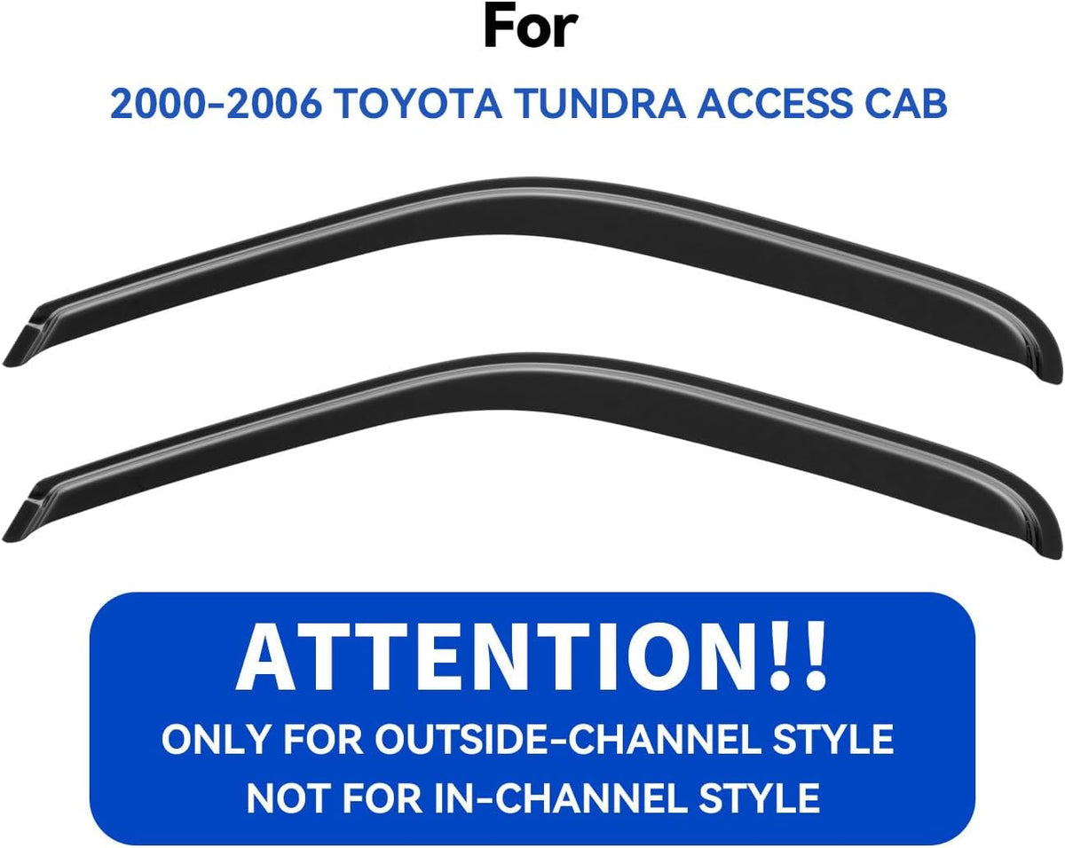 Window Visors Rain Guards for 2000-2006 Toyota Tundra Access Cab, Out-Channel Window Vent Wind Deflectors Visors Shades for 00-06 Tundra Regular Cab, for 2 Front Doors