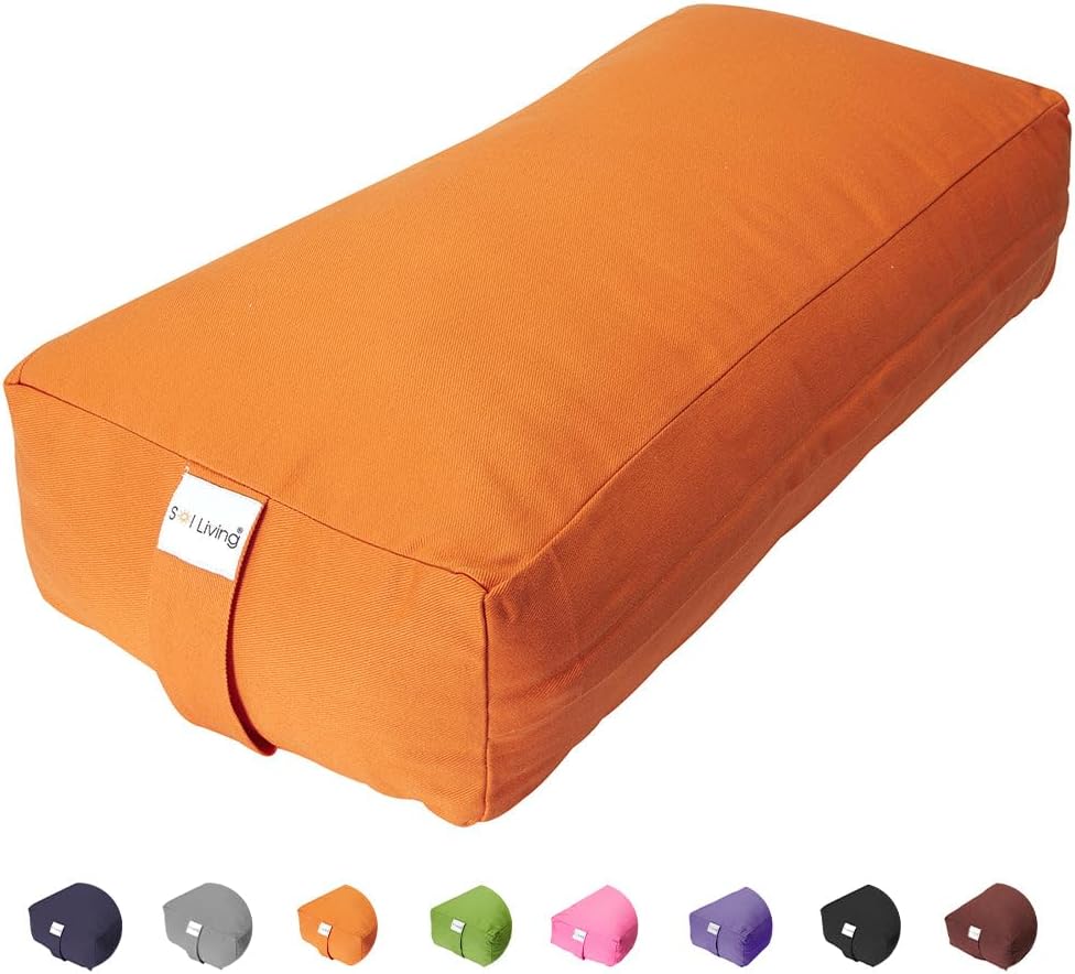 Sol Living Yoga Bolster Pillow Rectangular Meditation Cushion Cotton Meditation Accessories for Restorative Yoga Meditation Pillow Yoga Pillow Firm Body Pillow Bolster Pillow for Legs Removable Cover