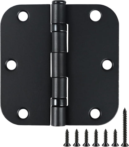 1 Pack Ball Bearing Door Hinges Matte Black 3.5 Inch 5/8" Radius Round Anti Squeak Interior 3-1/2"Flat Iron Bifold Standard Office Bedroom Indoor for Doors 3 ½" Hardware Home House Decor Accessories