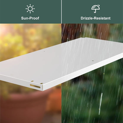 Vertical Storage Shed Shelf, Weatherproof Metal Shelf for 60 cuft Tool Cabinetwith Screw and Nuts Easy Assembly, Ideal for Outdoor Use, 45.6''L×13.2''W×69.9''H, White