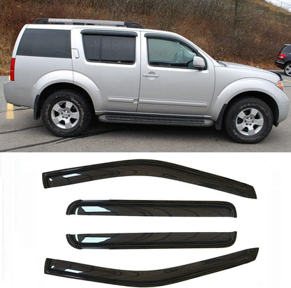 4pcs Side Wind Deflector,Out-Channel Tape On Sun Rain Guards, Dark Smoke Nice Looking Window Visor fit for 2005-2012 Nissan Pathfinder 94512
