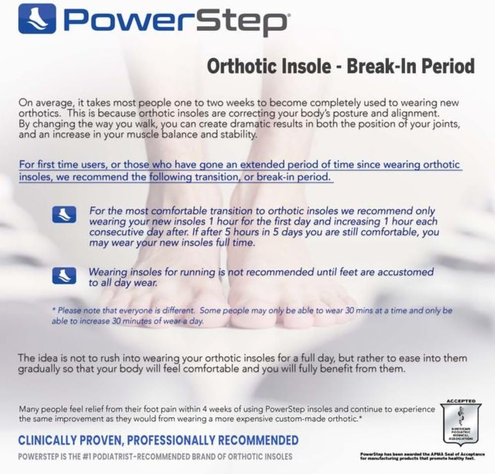 PowerStep Pulse Plus Met - Ball of Foot Pain Relief Shoe Insoles - Running Shoe Orthotics for Metatarsal Foot Pain, and Morton's Neuroma Relief - Made in The USA (M 7-7.5, F 9-9.5)