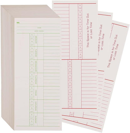 500PCS Time Cards for Employees Weekly, 2 Sided Time Sheets, 3-3/8" x 8-1/4", Green/Red