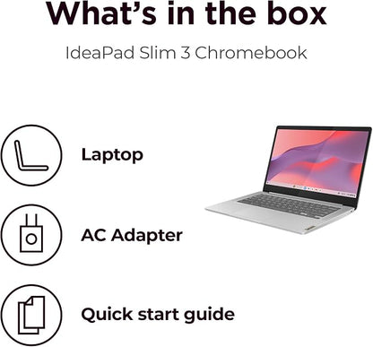 Lenovo IdeaPad Slim 3 Chromebook 14-inch FHD Laptop - (MediaTek Kompanio 520, 4GB RAM, 64GB eMMC, ChromeOS)
