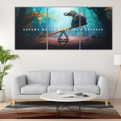 Yetaryy Motivational Poster Inspirational Wall Art 3 Pieces Canvas Painting Lion Artwork for Living Room Office Modern Home Decor Prints Pictures Wall Decor Framed Ready to Hang [60''Wx 28''H]