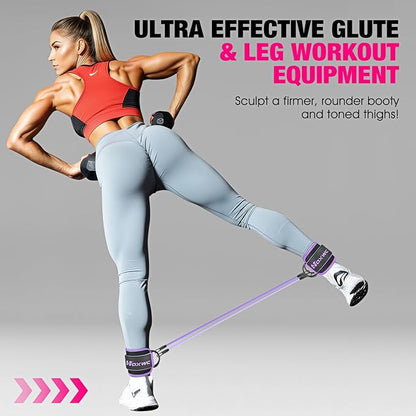 HOXWC Ankle Resistance Bands with Cuffs, Ankle Bands for Working Out, Ankle Resistance Band for Leg, Booty Workout Equipment for Kickbacks Hip Fitness Training, Exercise Bands for Butt Lift Women