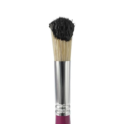 School Smart Stubby Ox Hair Paint Brushes for School and Arts and Crafts Use, Assorted Colors and Sizes, Bulk Set of 36