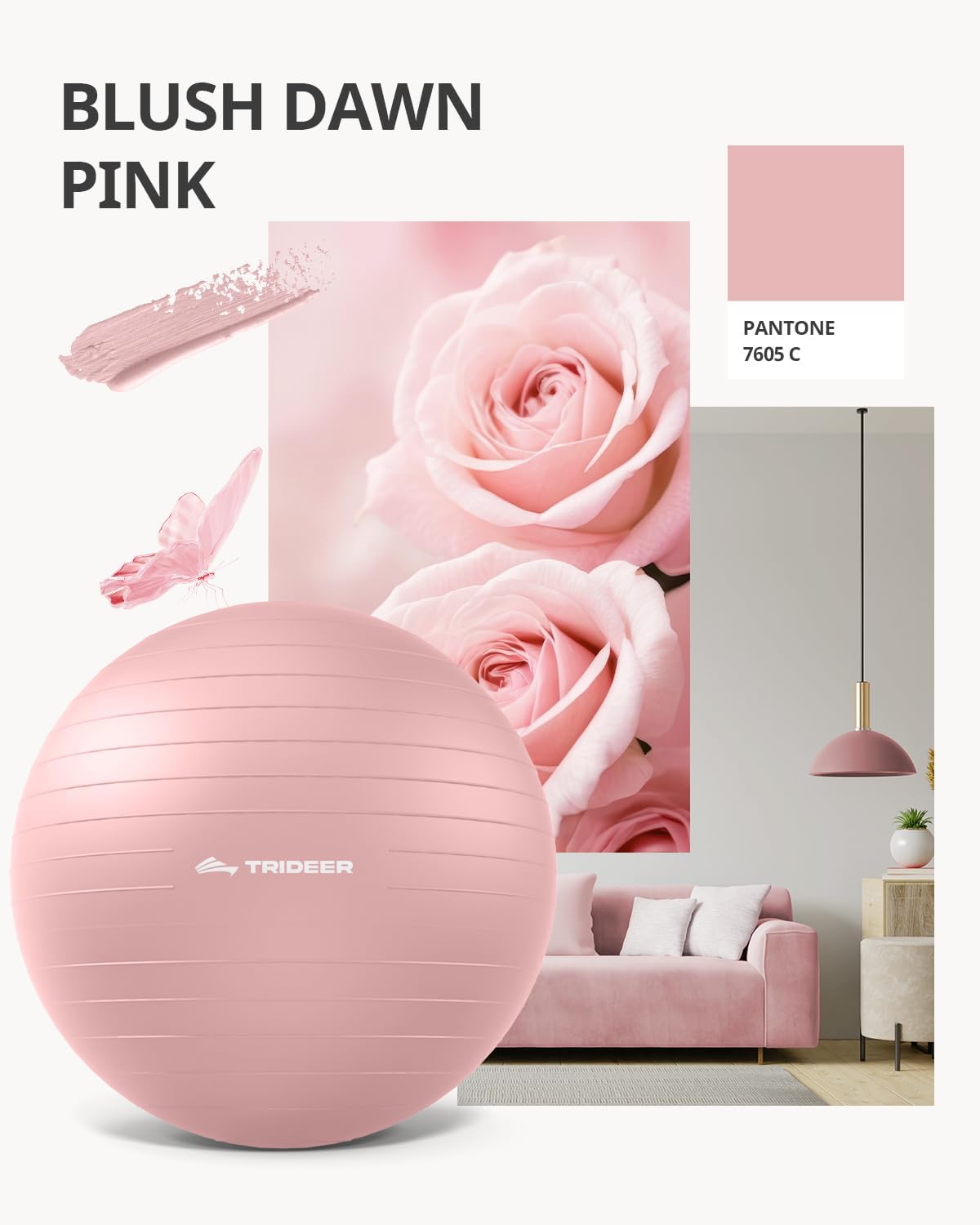 Trideer Yoga Ball – Anti-Burst Exercise Ball for Pregnancy, Office, Birthing, Stretching & Core Workout – Home Gym & Therapy