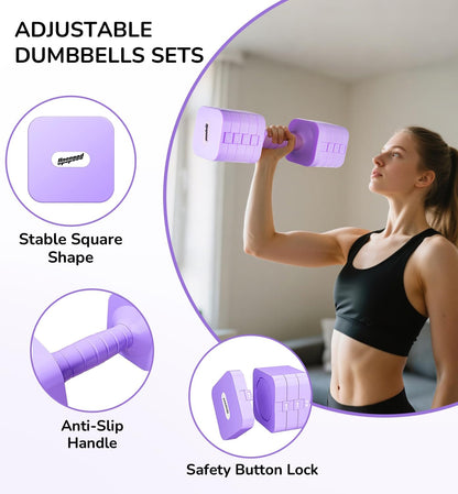 Adjustable Dumbbell Set for Women Men 16LB 20LB Hand Weights Dumbbells Sets Woman Exercise Fitness dumbbell Adjust dumbbells set of 2 for Home Gym Workout Strength Training Equipments
