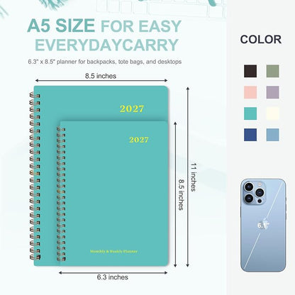 2027 Planner, Weekly and Monthly Calendar Planner Book, A5(6.3'' x 8.5'')