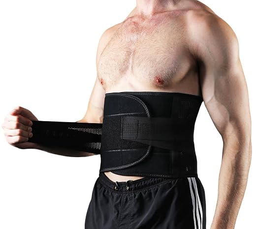 Back Brace for Lower Back Pain Men Women, Back Support Brace & Elastic Supports Belly Band Stomach Wrap Waist Belt Waist Trainer, Waist Brace Waist Trainer for Men Sciatica Pain Relief (Black, XXL)