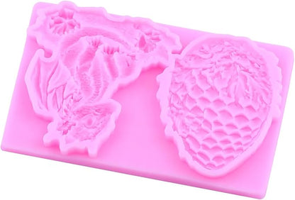 Dragon Fondant Molds Dragon Egg Silicone Candy Mold For Cake Decoration Cupcake Topper Candy Polymer Clay Gum Paste Set Of 2