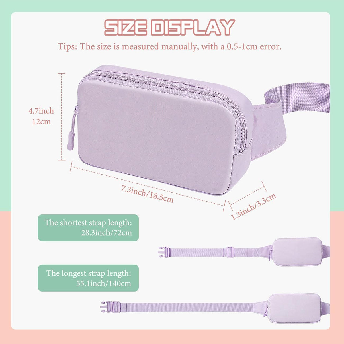 MoKo Fanny Packs for Women Men, Fashion Running Waist Packs, Crossbody Mini Bag Fanny Pack Belt Bag with Adjustable Strap for Running Outdoors Workout Travel Hiking Cycling