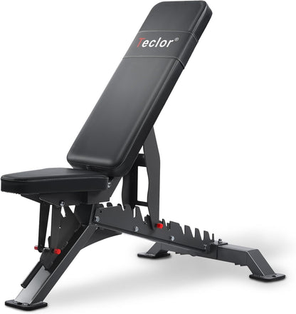 Adjustable Weight Bench with 1400LB Capacity for Home Gym,Heavy Duty Bench,Adjustable Foldable Decline Bench Press, Incline Flat Sit-Ups - Best Home Workout Equipment with Wheels,Black