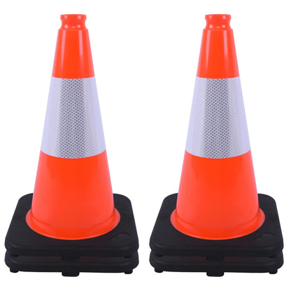 OrangeStar 4-Pack 18" Traffic Cones with Weighted Rubber Base, 6" Reflective Collar, Orange Safety Cones for Parking Lot, Road Construction, Warehouse, Highway, Weatherproof PVC