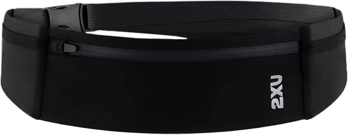 2XU Unisex Run Belt Black - Lightweight and Adjustable Fitness Waist Pack for Running, Jogging, and Outdoor Activities - Securely Holds Phone, Keys, and Essentials - One Size