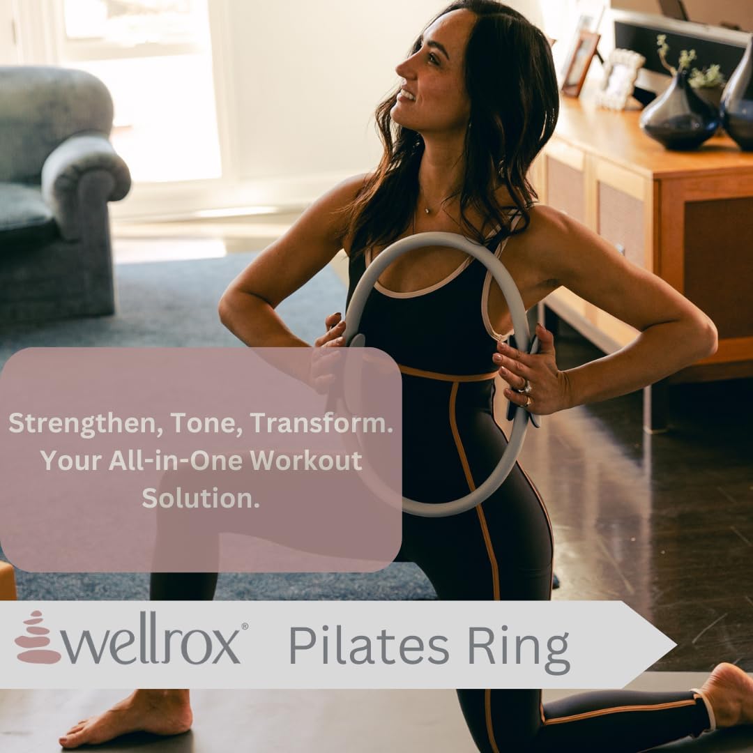 Pilates Ring and Carrying Bag- Lightweight Magic Circle Yoga Ring- Core, Thigh and Arm Exerciser for Yoga, Pilates, Strength Training (15 inches)