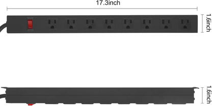 HHSOET Metal Wide Spaced Power Strip, 8 Outlets, Black, 1200J Surge Protector, 15A, 125V, 60Hz, 1875W