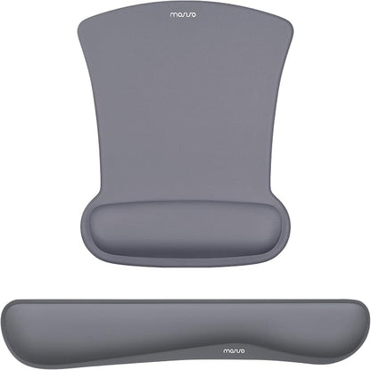 MOSISO Wrist Rest Support for Mouse Pad & Keyboard Set, Ergonomic Mousepad Non-Slip Base Home/Office Pain Relief & Easy Typing Cushion with Neoprene Cloth & Raised Memory Foam, Space Gray