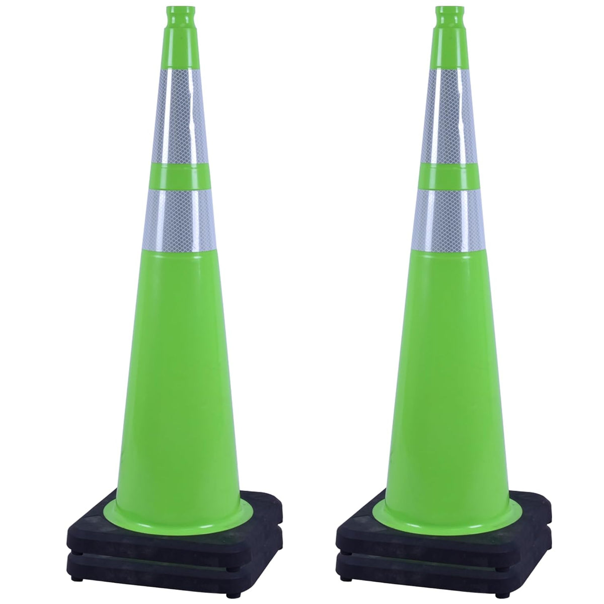 OrangeStar 36" Large Traffic Cones 4-Pack, Green Safety Cones with 2 Reflective Collars, Weighted Base for Highway, Roadwork, Construction, Warehouse Safety, Parking Lots, Indoor & Outdoor Use
