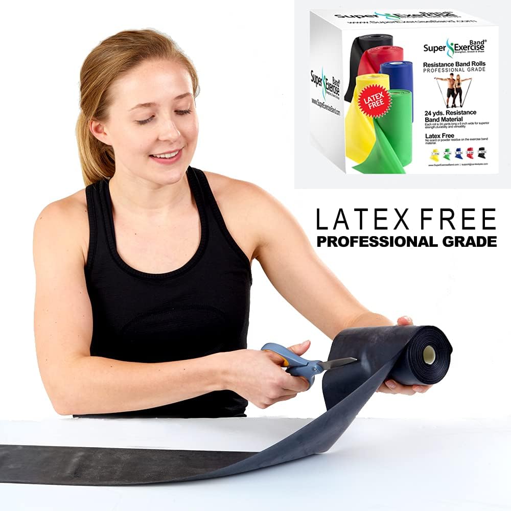 Resistance Band for Working Out - 8,16,24 Yard Resistance Bands Bulk Rolls - 10 Strengths in Light Medium and Heavy Exercise Bands - Latex Free Workout Bands Including iPhone App and e-Book