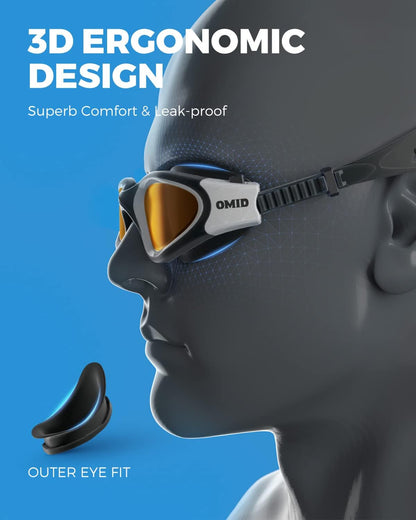 OMID Swim Goggles, P2 Polarized Swimming Goggles for Men Anti-fog Goggles Swimming for Adult Women