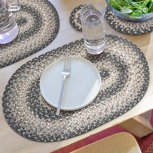 Homespice Flint Hill Jute Braided Placemats, Oval 13x19 Set of 4