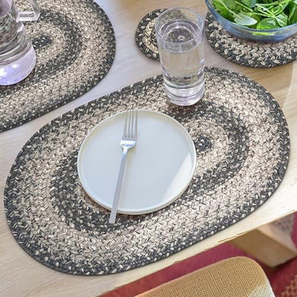 Homespice Flint Hill Jute Braided Placemats, Oval 13x19 Set of 4