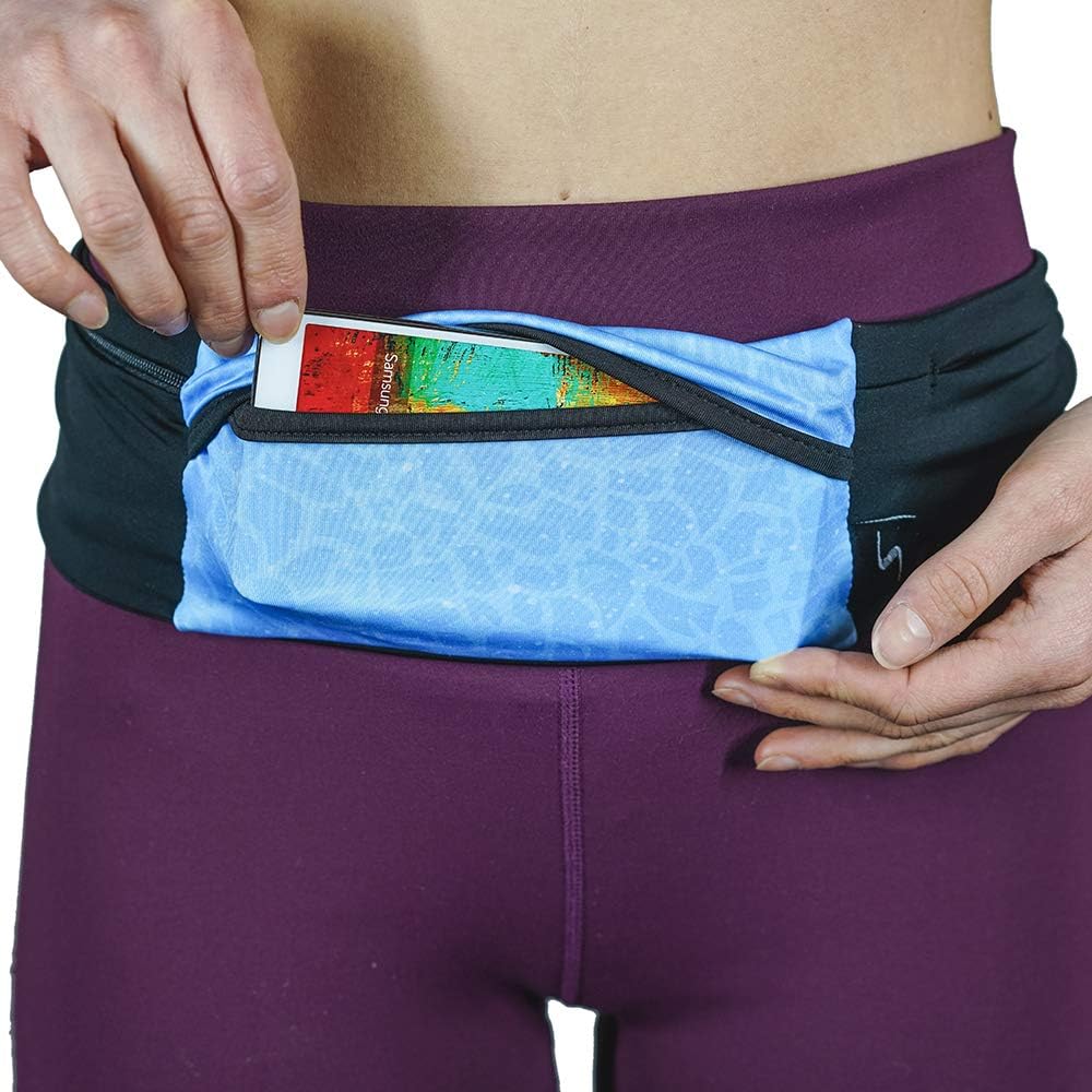 3 Pocket Adjustable Running Belt Waist Pack, Fanny Pack For Working Out With Sweat Resistant Backing, Holds All iPhone Models