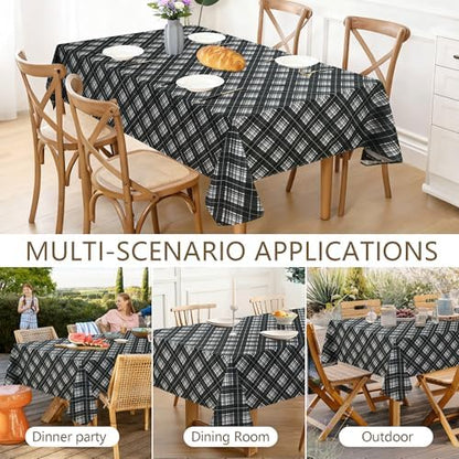 DWCN Checkered Tablecloth, 60 x 102 Inch, Rectangular, Black and White