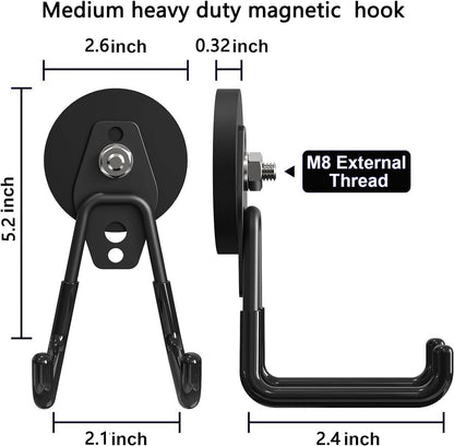 Heavy Duty Storage Magnetic Utility Hooks, Large Garage Magnet Hooks with Anti-Slip Coating for Metal Cabinet,Pegboard,Garage Shelve,Garden Tools(4Pack)