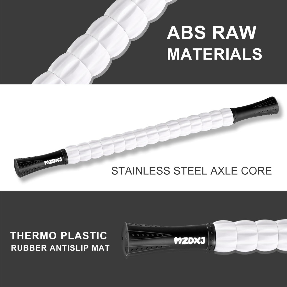Muscle Roller Stick, Massage Stick for Full Body Relaxation, Relieves Muscle Soreness, Tension, Stiffness, for Shoulders, Neck, Back, Legs, Arms, Deep Tissue Massager(Black White - 24 inch)