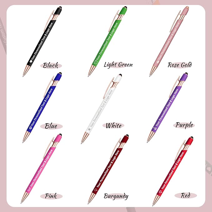STREADVE 150 Personalized Custom Pens Engraved Writing Pen with Name Logo, Customized Promotional Items Stylus Pen Gifts for Women Realtor Birthday Wedding Business, Purple