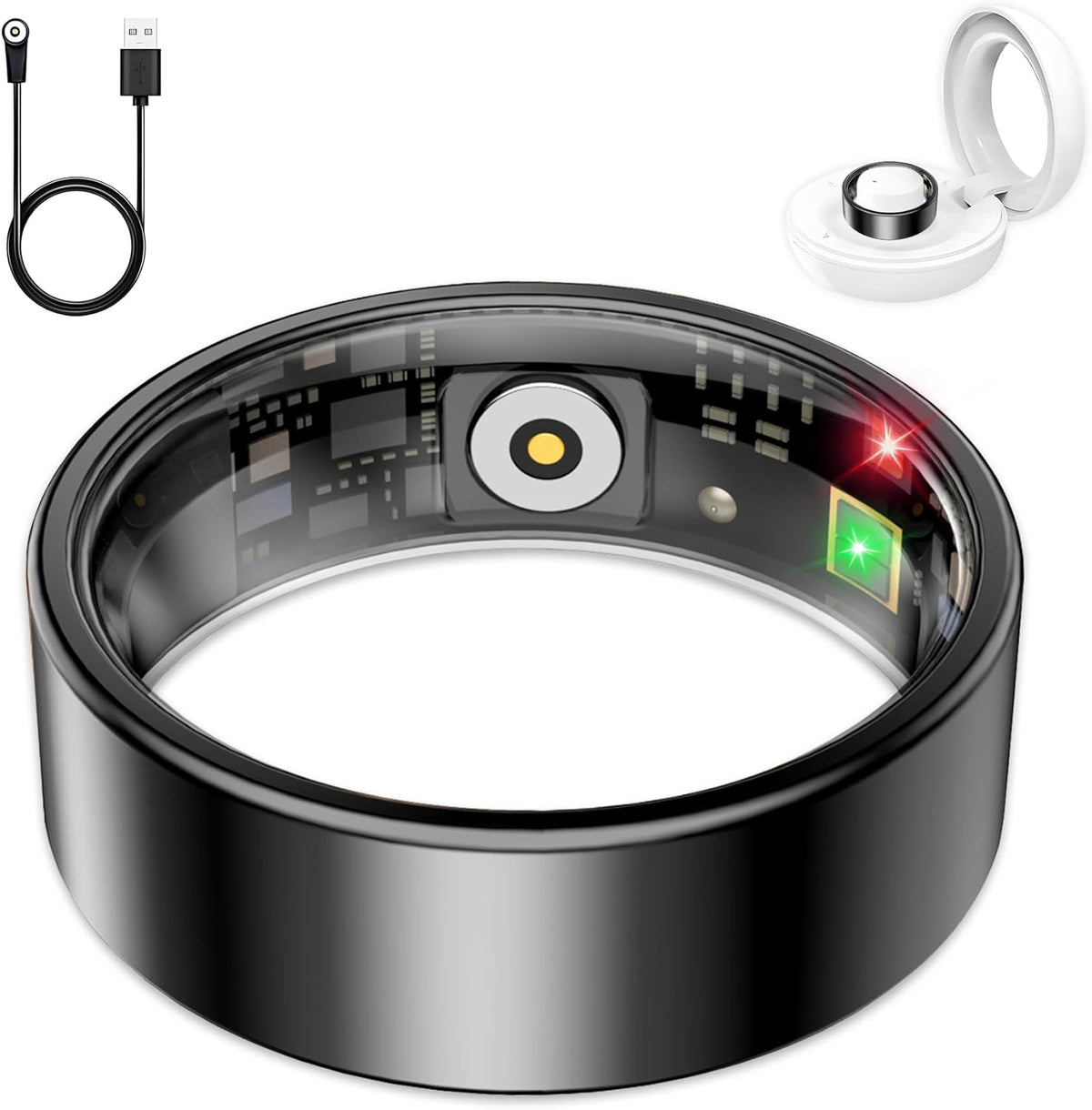 Smart Ring for Women Men, Sleep Tracker Ring, Waterproof Fitness Tracker Health Rings with Heart Rate Monitoring, Blood Oxygen, Stress Distance Calories Steps Tracking, No Subscription Fee(Black, #9)