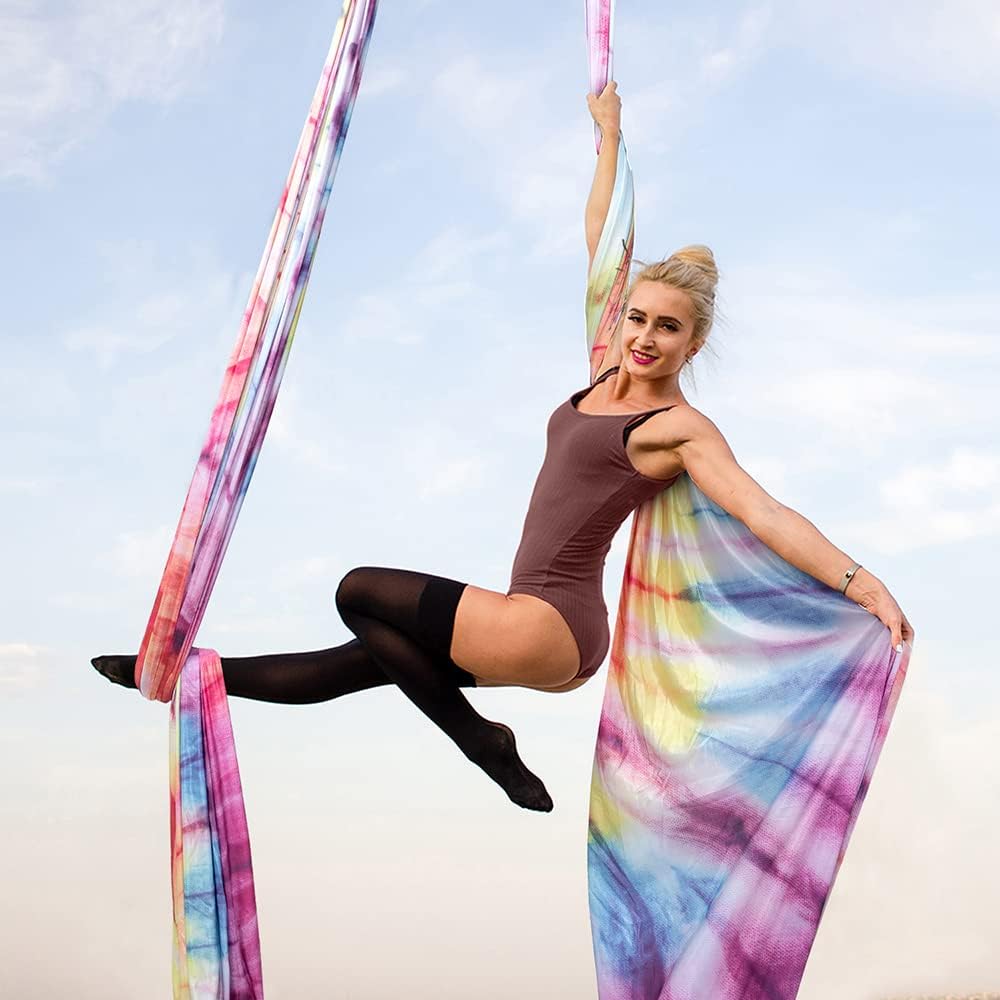 PRIOR FITNESS Aerial Silks Kit Colorful 9/15/20 Yards 40D Nylon Fabric Hammock Set With Hardware & Guide for All Levels Of Aerial Yoga Practice and Acrobatic Flying For Adults Aerial silk