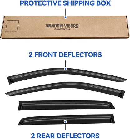 Window Visors Rain Guards for 2019 2020 2021 2022 2023 Ford Ranger Supercrew, Out-Channel Window Vent Wind Deflectors Visors Shades for 19-23 Ranger, for Full-Size Cabs