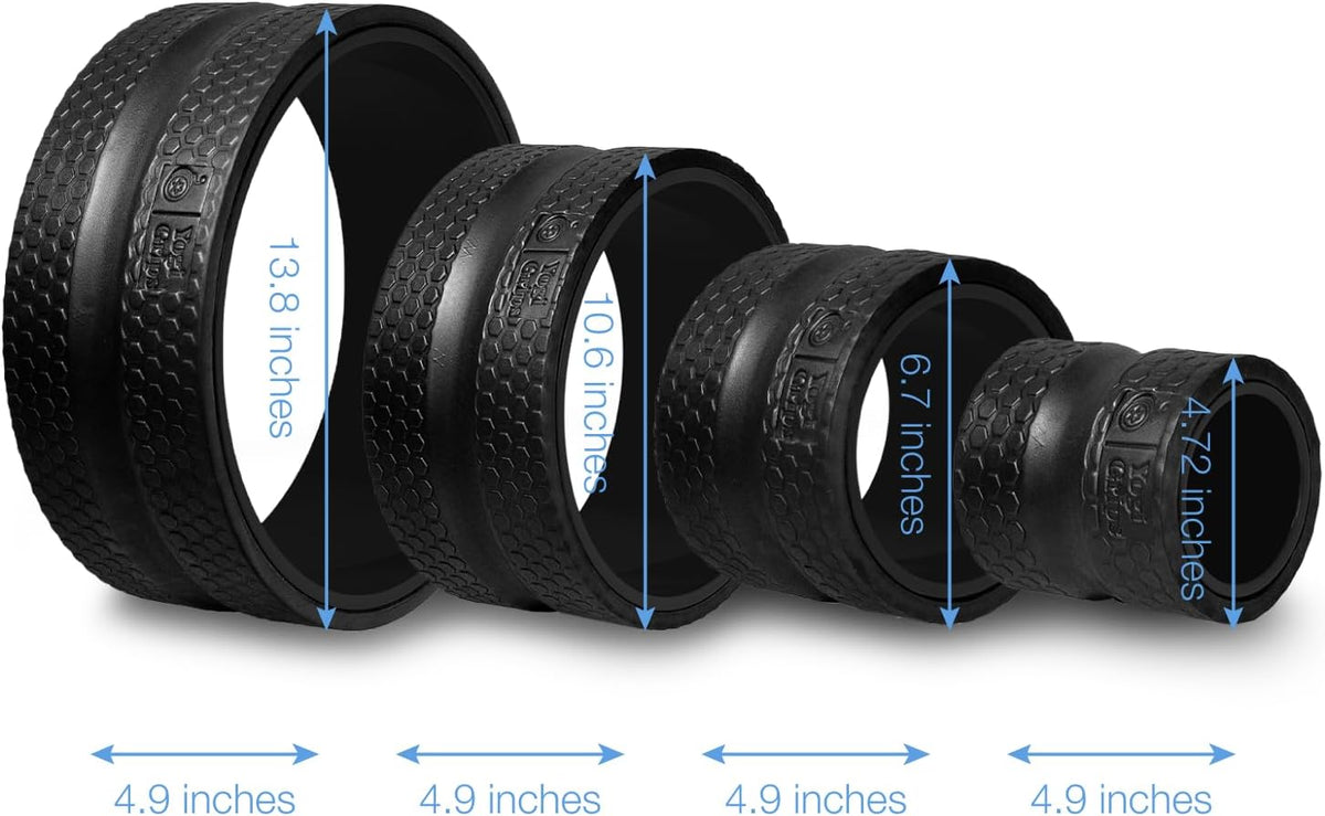 Back Roller Wheel- Foam Padded Back Stretcher Wheel with Center Spine Cradle- Stretching Wheel for Back Pain Set of Four