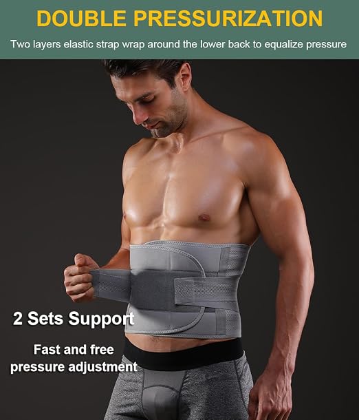 Back Brace for Lower Back Pain Men Women, Back Support Brace & Elastic Supports Belly Band Stomach Wrap Waist Belt Waist Trainer, Waist Brace Waist Trainer for Men Sciatica Pain Relief (Gray, XX-Large)