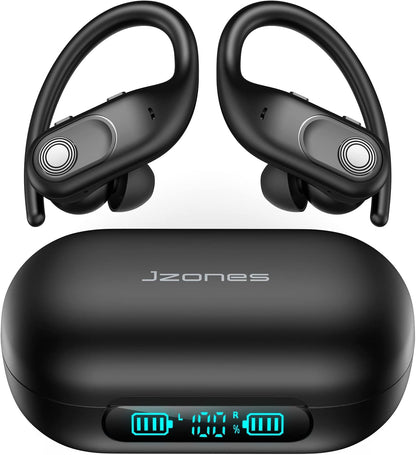 Wireless Earbuds Bluetooth Headphones 130Hrs Playtime with 2500mAh Wireless Charging Case LED Diaplay Hi-Fi Waterproof Over Ear Earphones for Sports Running Workout Gaming