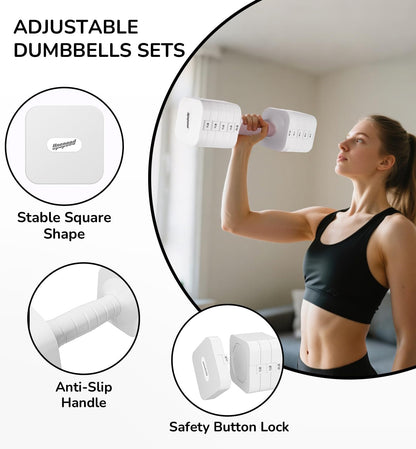 Adjustable Dumbbell Set for Women Men 16LB 20LB Hand Weights Dumbbells Sets Woman Exercise Fitness dumbbell Adjust dumbbells set of 2 for Home Gym Workout Strength Training Equipments