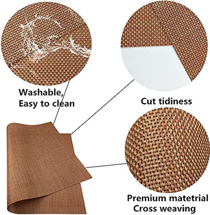 WAZAIGUR Placemats Crisscross Woven Vinyl Place Mats Set of 4 Rust Red