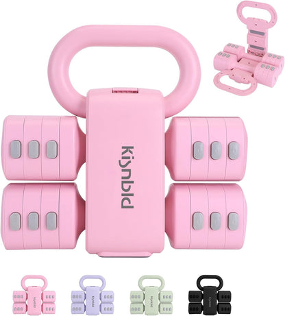 Adjustable Dumbbell Set of 2, 4 in 1 Free Weights Dumbbells Set for Women with Fast Adjustment, Each 2lb 3lb 4lb 5lb Hand Weights Set for Home Gym & Outdoor Exercise Training