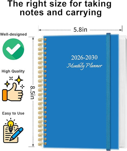 5 Year Planner 2026-2030 - April 2026 to December 2030, 5.8" x 8.5", Pink