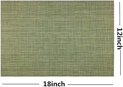 WAZAIGUR Placemats Crisscross Woven Vinyl Place Mats Set of 6 Green&Yellow