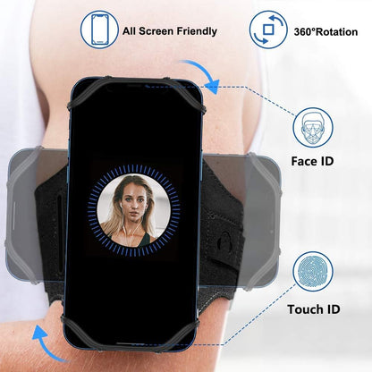 VUP Running Armband 360°Rotatable for iPhone 16/15/14/13/Pro Max/Pro/Mini, Fits All 4-6.7 Inch Smartphones, with Key Holder Phone Armband for Running Hiking Biking (Pack of 10)