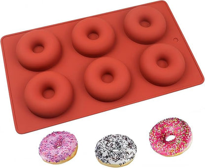 2pcs Silicone Donut Molds, Non-stick Donut Pan Resuable Silicone Baking Pans for Doughnut (Dia.-2.6in)