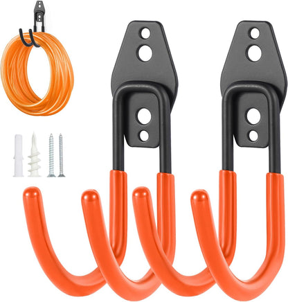 Hose Hanger Wall Mount 2 Pack,Heavy Duty Hose Holder with Screws Metal Hose Hangers for Outside,Hose Rack Suitable for Garage,Garden and Yard