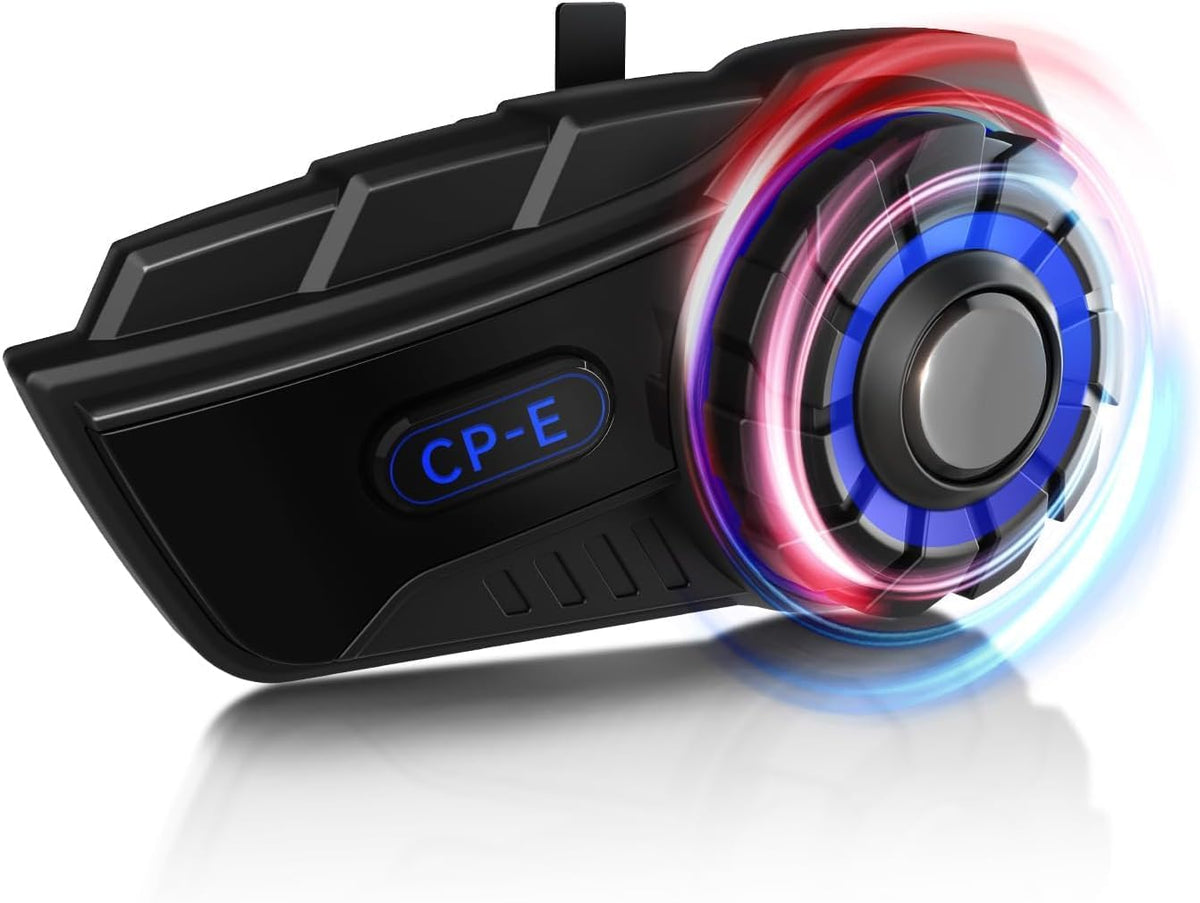 Moman Motorcycle Intercom Headset, CP-E 6 Riders 2000M Group Helmet Communication System, Universal Pairing with Music Sharing FM Radio Noise Cancellation Waterproof, 1 Pack, Helmet-Intercom-Headset