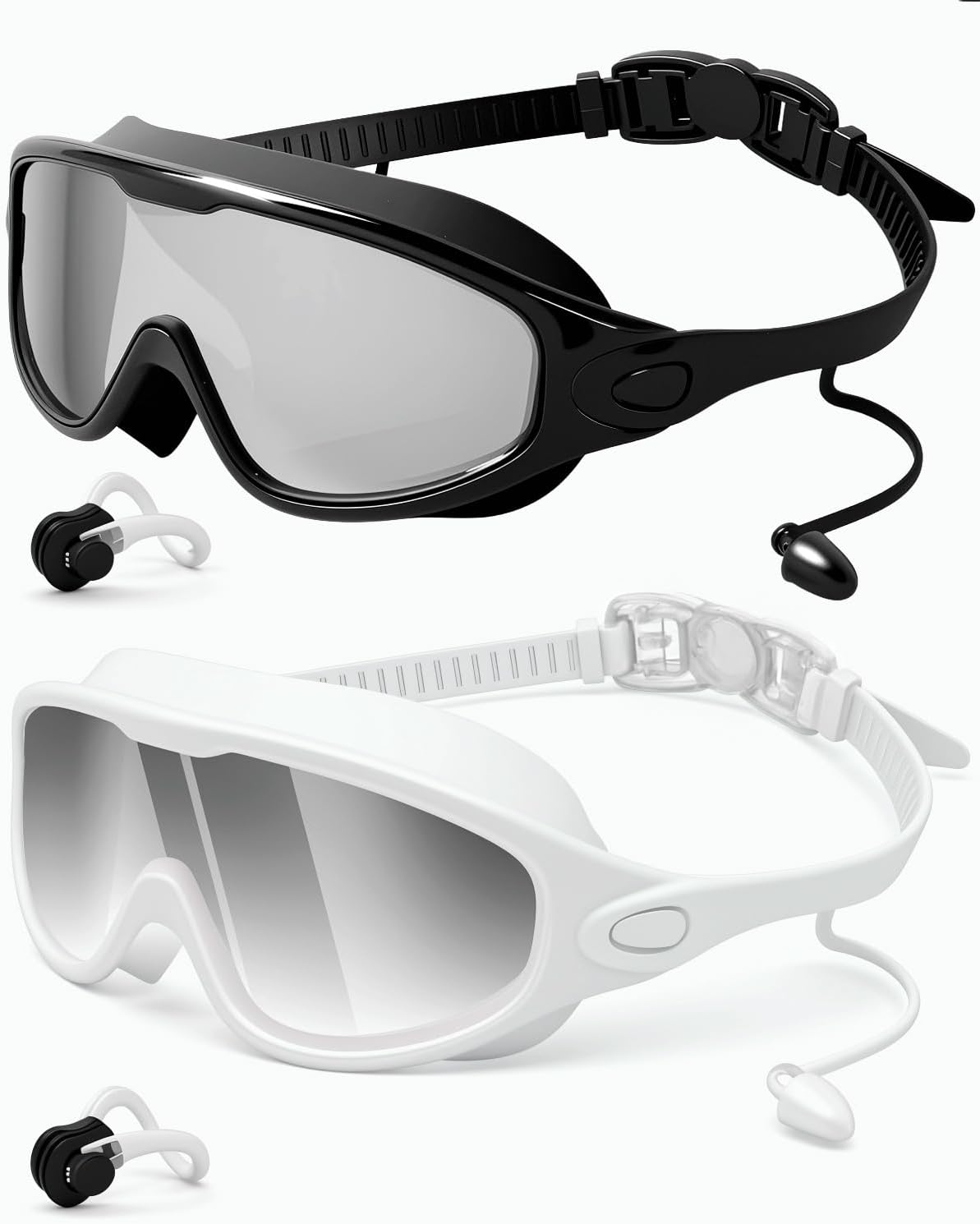 Rantizon Swim Goggles 2 Pack, Wide View Anti Fog&UV Swimming Goggles for Audlt, No Leaking Swim Glasses for Men Women Kids